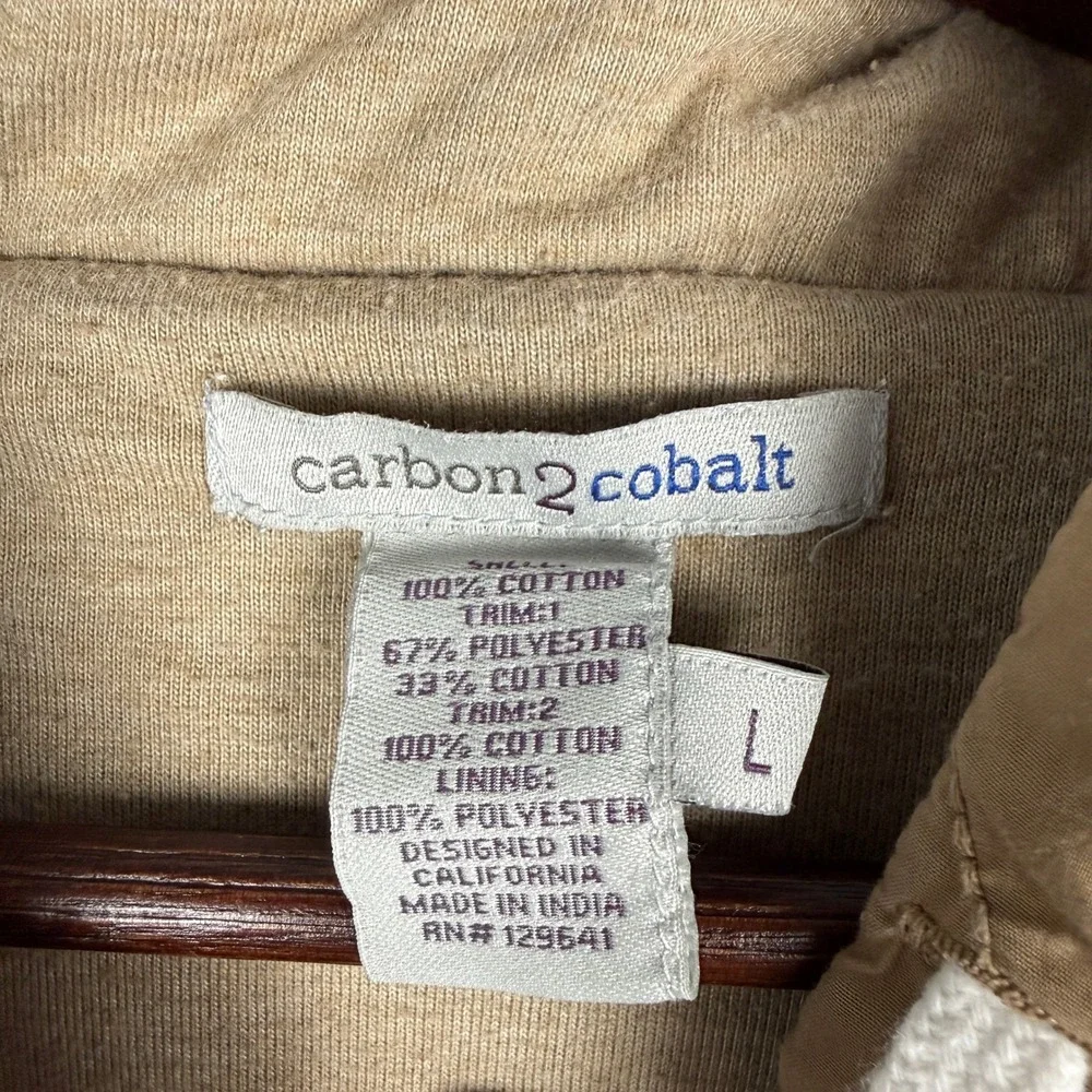 Carbon2Cobalt Beachstone Vest Womens L Camel Brown Quilted Hooded Snap Vent